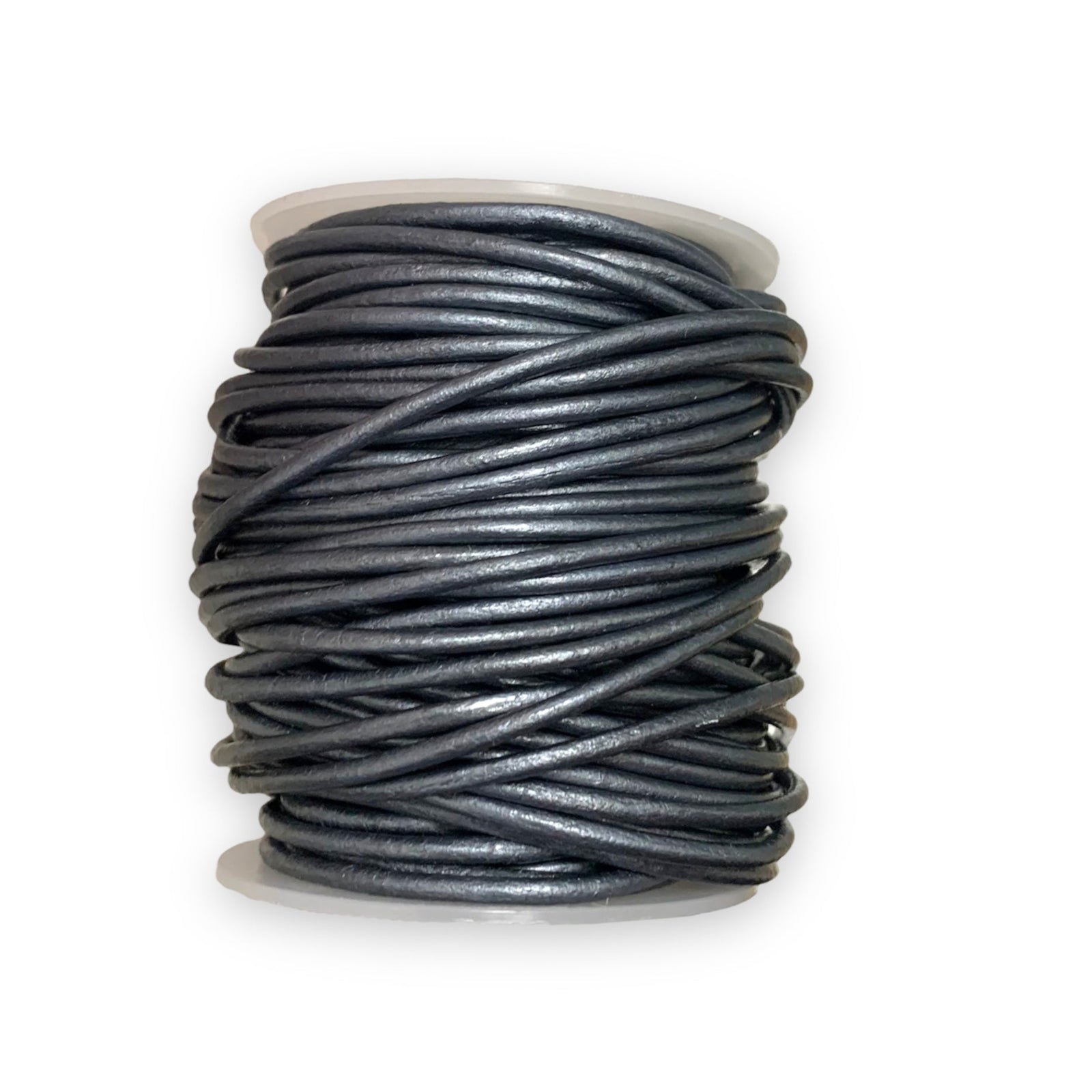 Rond leer Metallic blauw 2mm - per meter-Leer-Kraaltjes van Renate