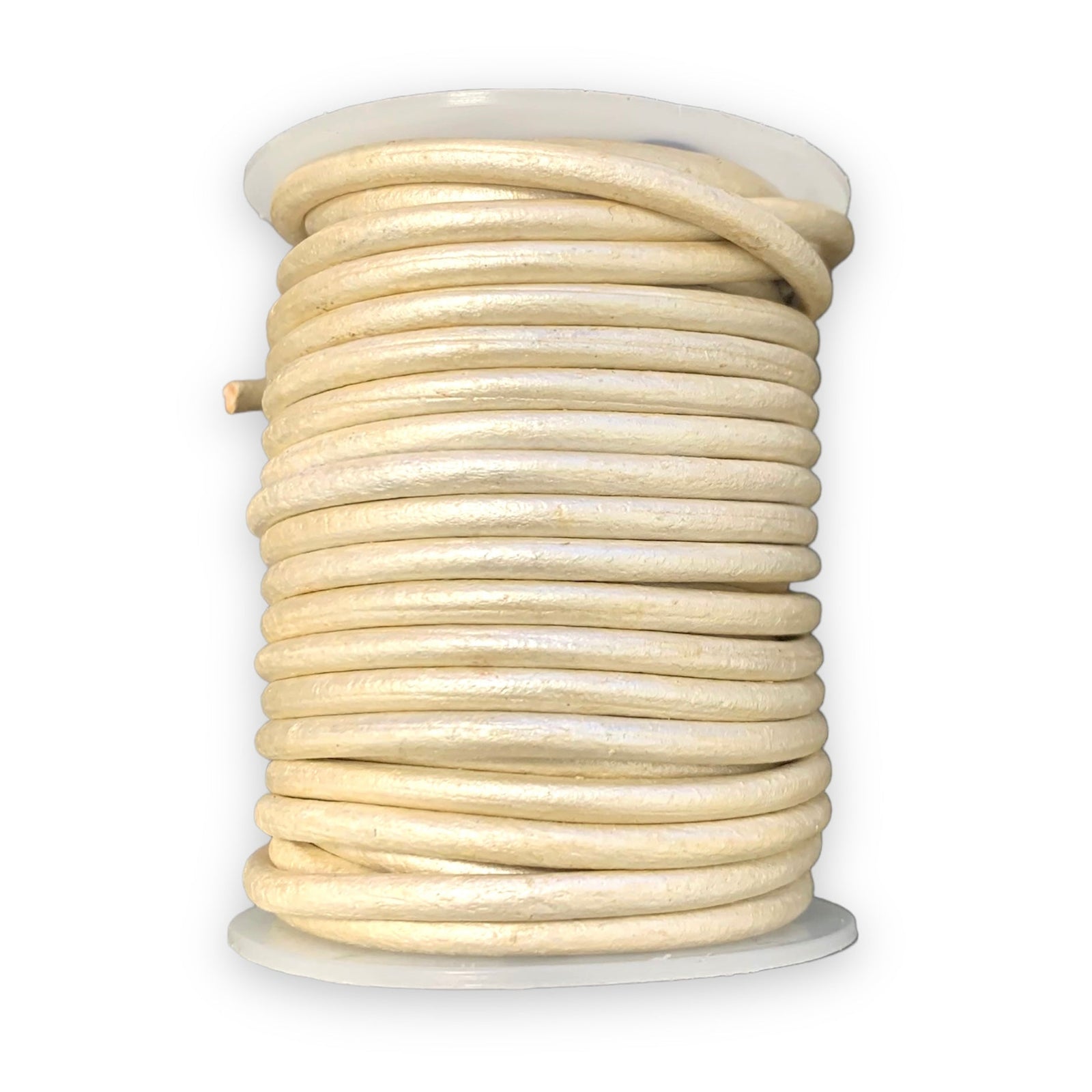 Rond leer Parelmoer 3mm - per meter-Leer-Kraaltjes van Renate
