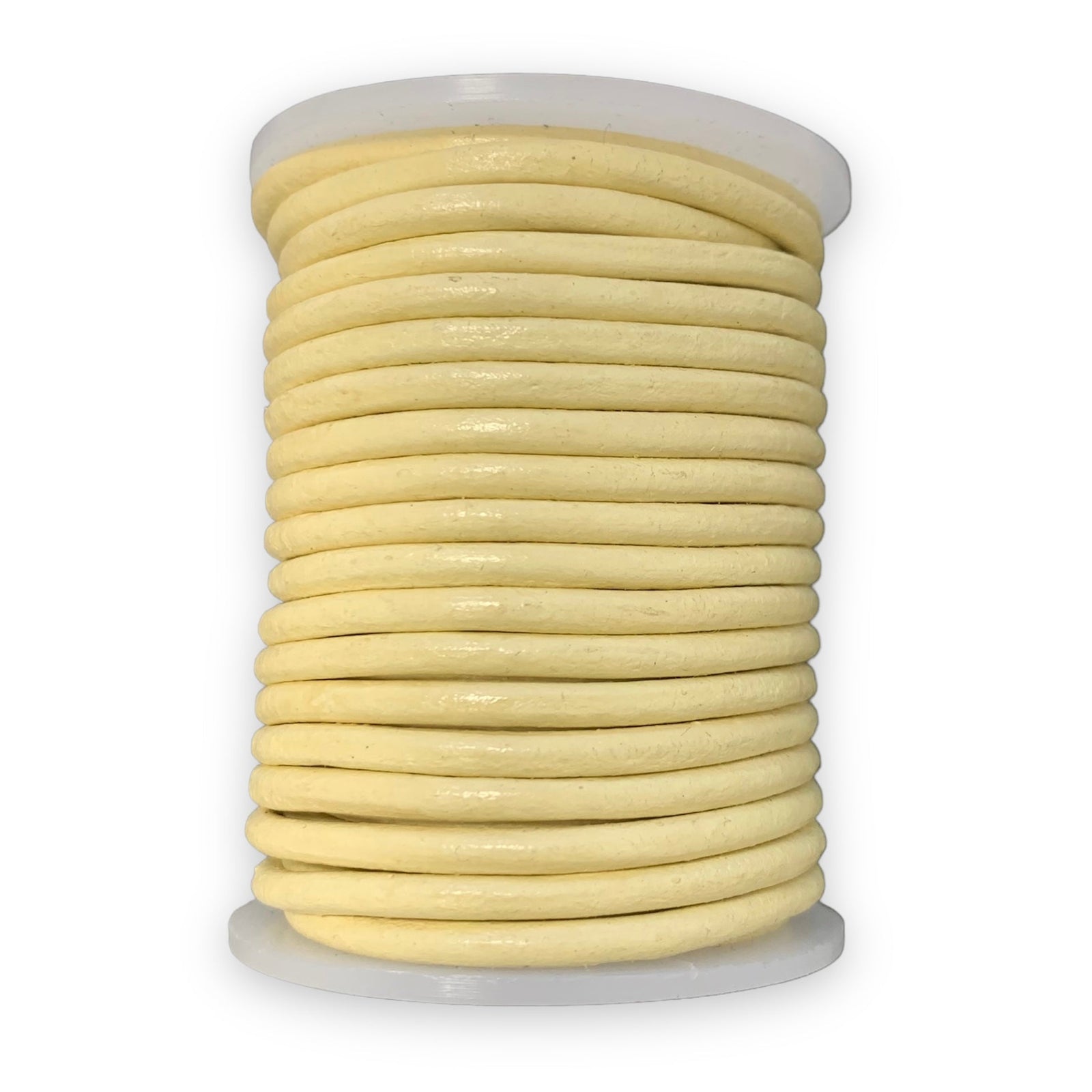 Rond leer Pastel geel 3mm - per meter-Leer-Kraaltjes van Renate