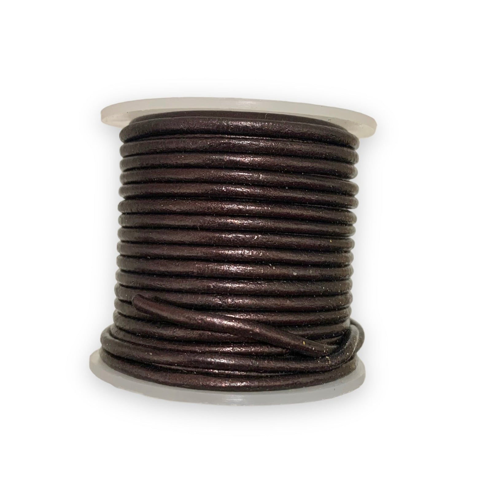 Rond leer Shiny donkerbruin 2mm - per meter-Leer-Kraaltjes van Renate