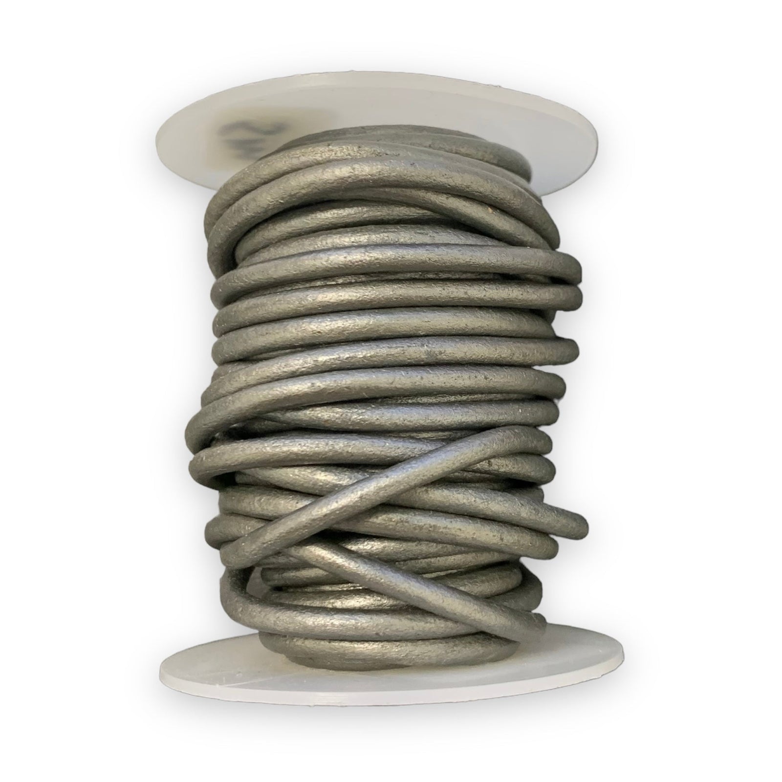 Rond leer Shiny donkergrijs 3mm - per meter-Leer-Kraaltjes van Renate