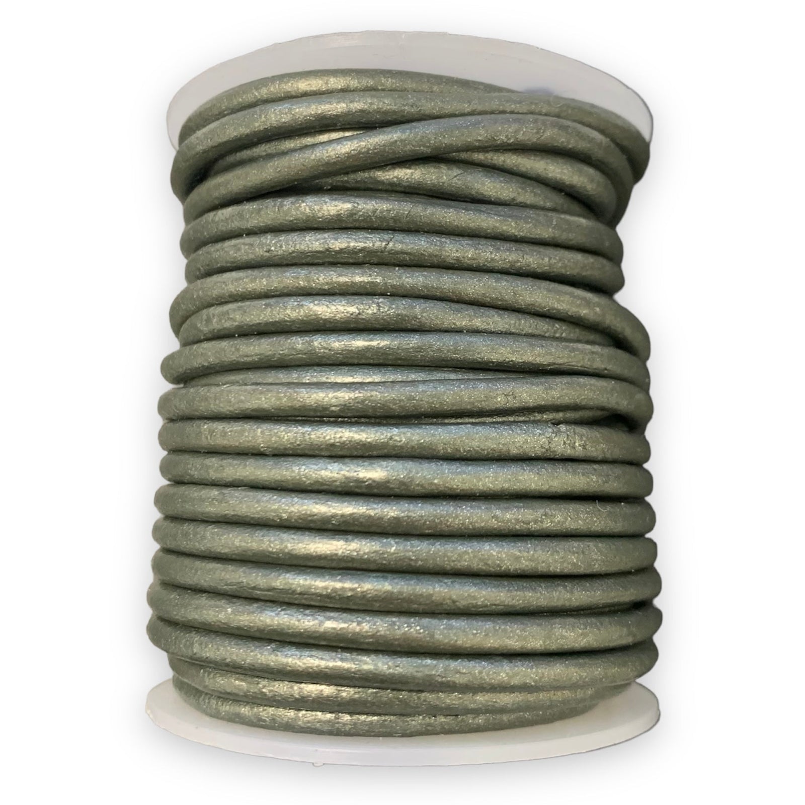 Rond leer Shiny donkergroen 3mm - per meter-Leer-Kraaltjes van Renate