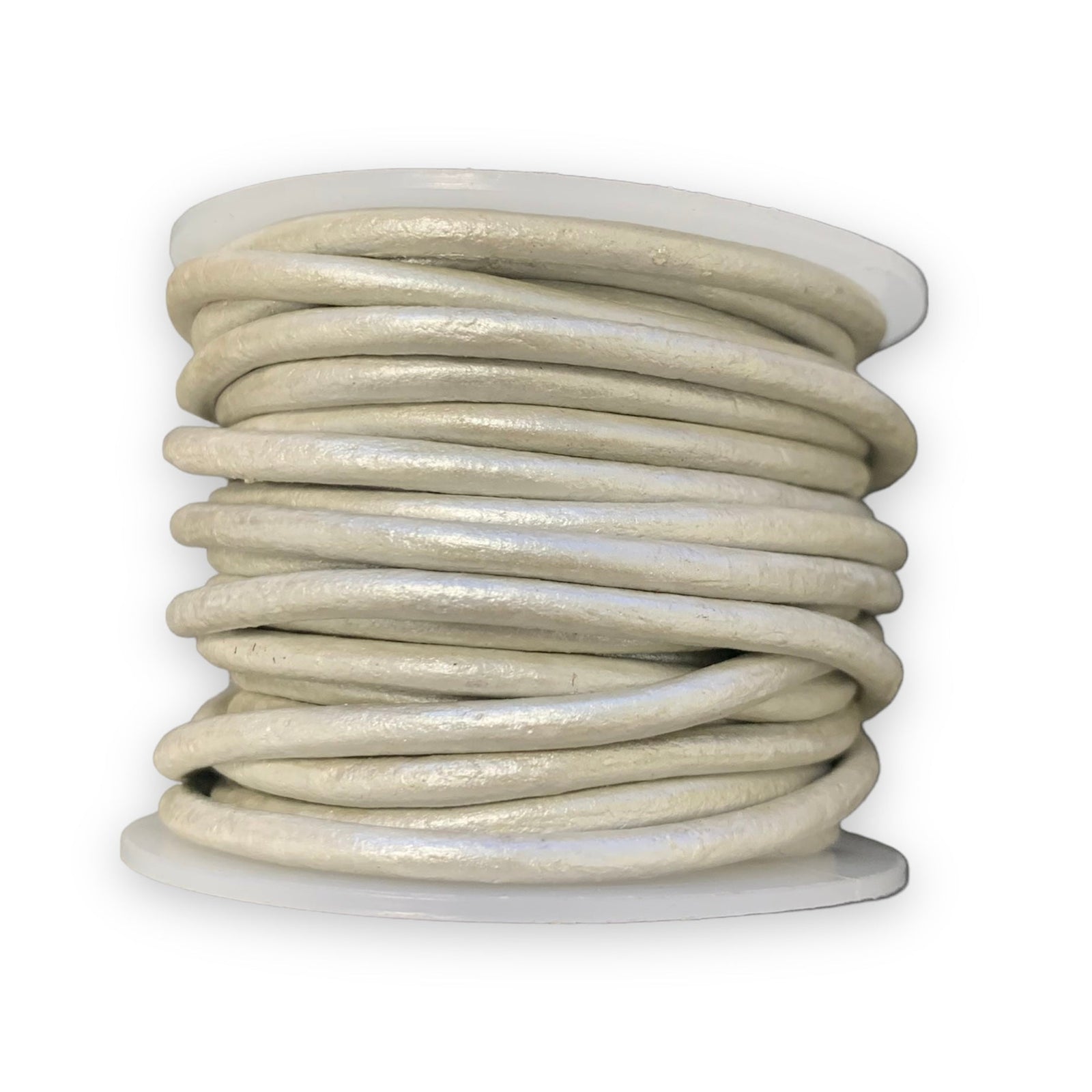 Rond leer Shiny lichtgrijs 3mm - per meter-Leer-Kraaltjes van Renate