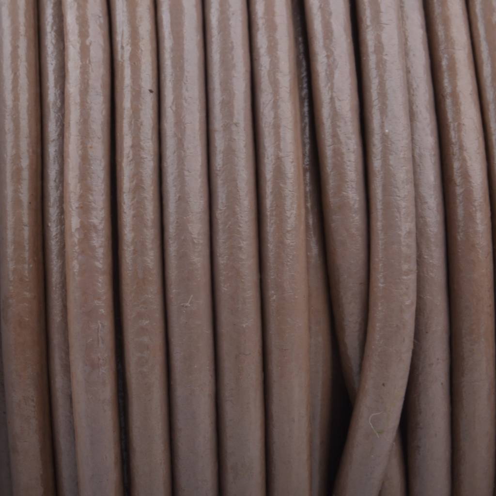 Rond leer Taupe brown 3mm - prijs per meter-Kraaltjes van Renate