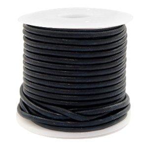 Rond leer Vintage black 2mm - per meter-Kraaltjes van Renate