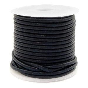 Rond leer Vintage black 2mm - per meter-Leer-Kraaltjes van Renate