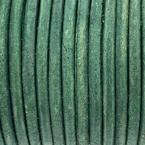 Rond leer Vintage green 2mm - prijs per meter-Kraaltjes van Renate