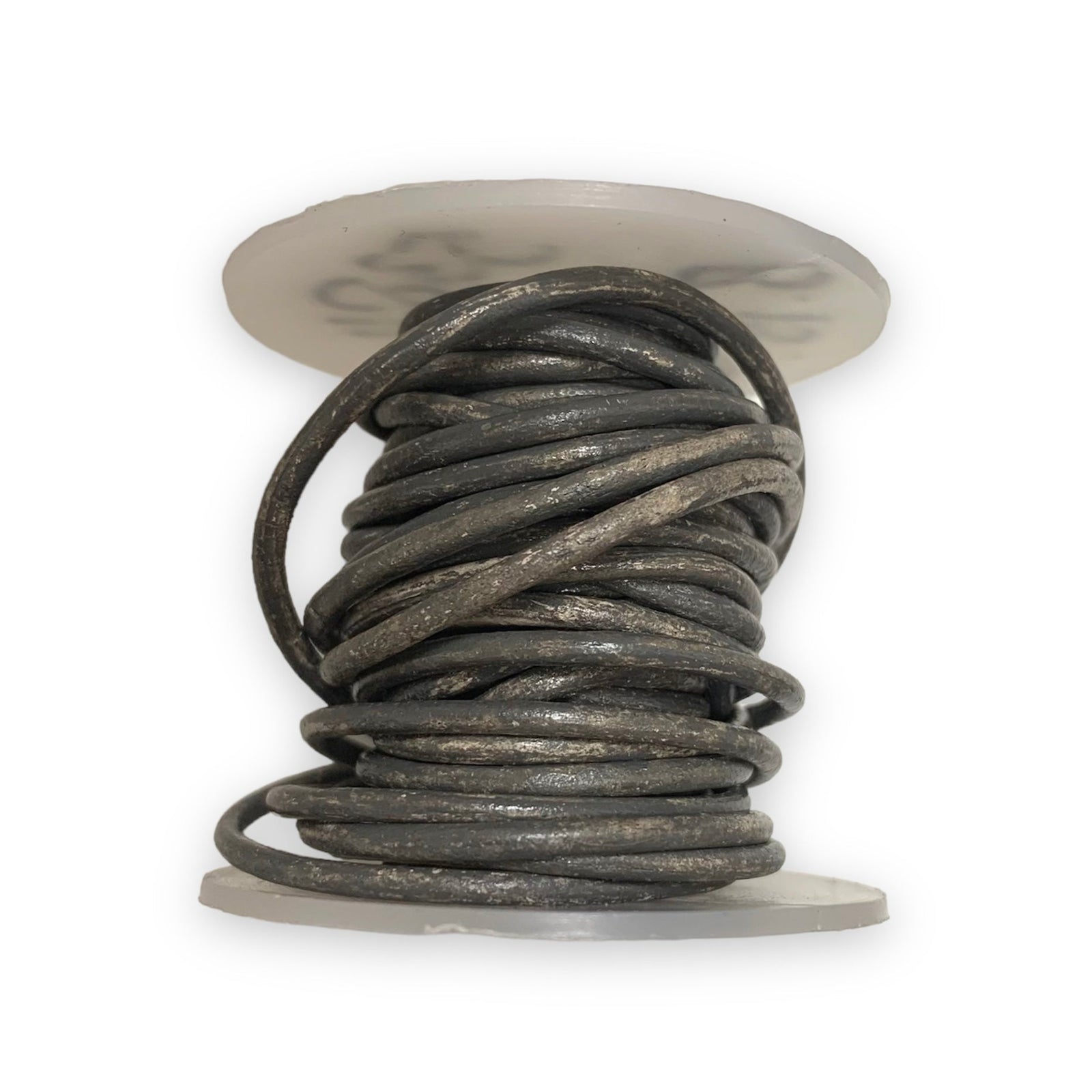 Rond leer Vintage grijs 2mm - per meter-Leer-Kraaltjes van Renate