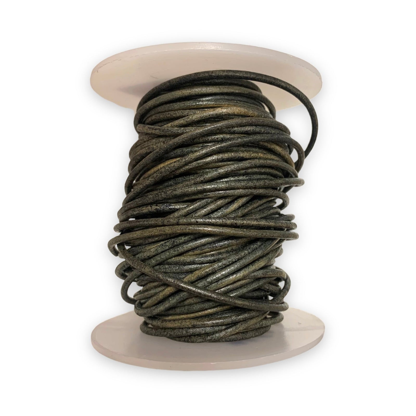 Rond leer Vintage grijs bruin 2mm - per meter-Leer-Kraaltjes van Renate
