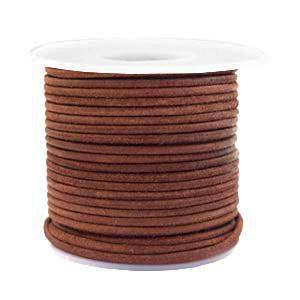 Rond leer Vintage peacan brown 2mm - per meter-Leer-Kraaltjes van Renate