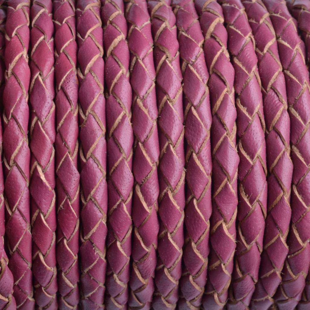Rondgevlochten leer antique pink 4mm - prijs per 20cm-Kraaltjes van Renate