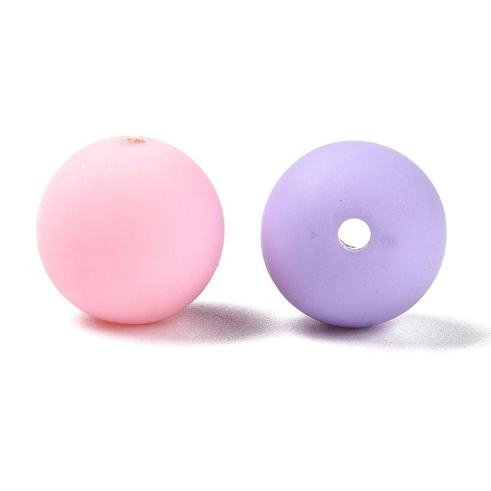 Rubberized acryl kralen mix 14mm - 10 stuks-Kralen-Kraaltjes van Renate