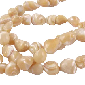 Schelp Kraal Rond Beige Wit 8mm - per stuk-Kralen-Kraaltjes van Renate