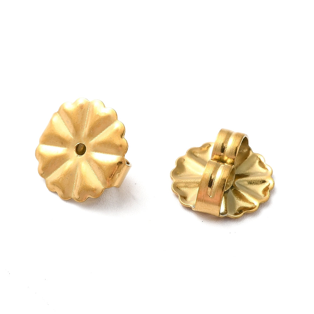 Oorbelstopper bloem Premium RVS Goud 10mm - per stuk