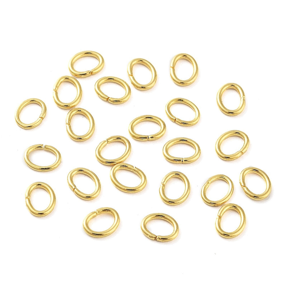 Ringetje Open Ovaal RVS Goud 4x5mm - ± 32 stuks