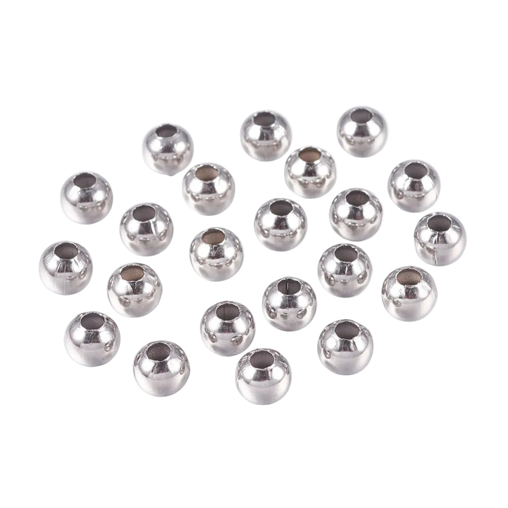 Kralen RVS Rond Zilver 6mm Spacer - per 20 stuks