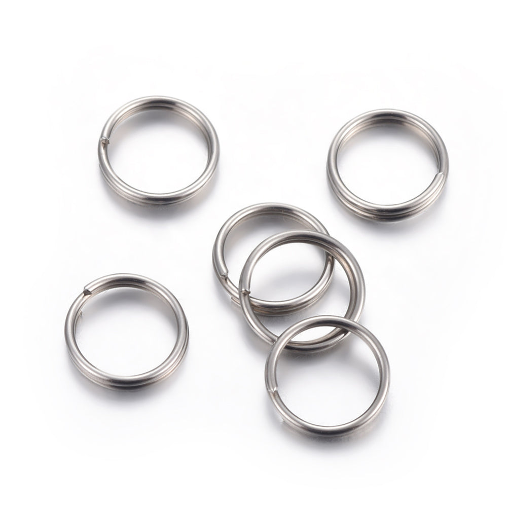RVS Splitring Dubbele Lus Zilver 12mm - 15 stuks