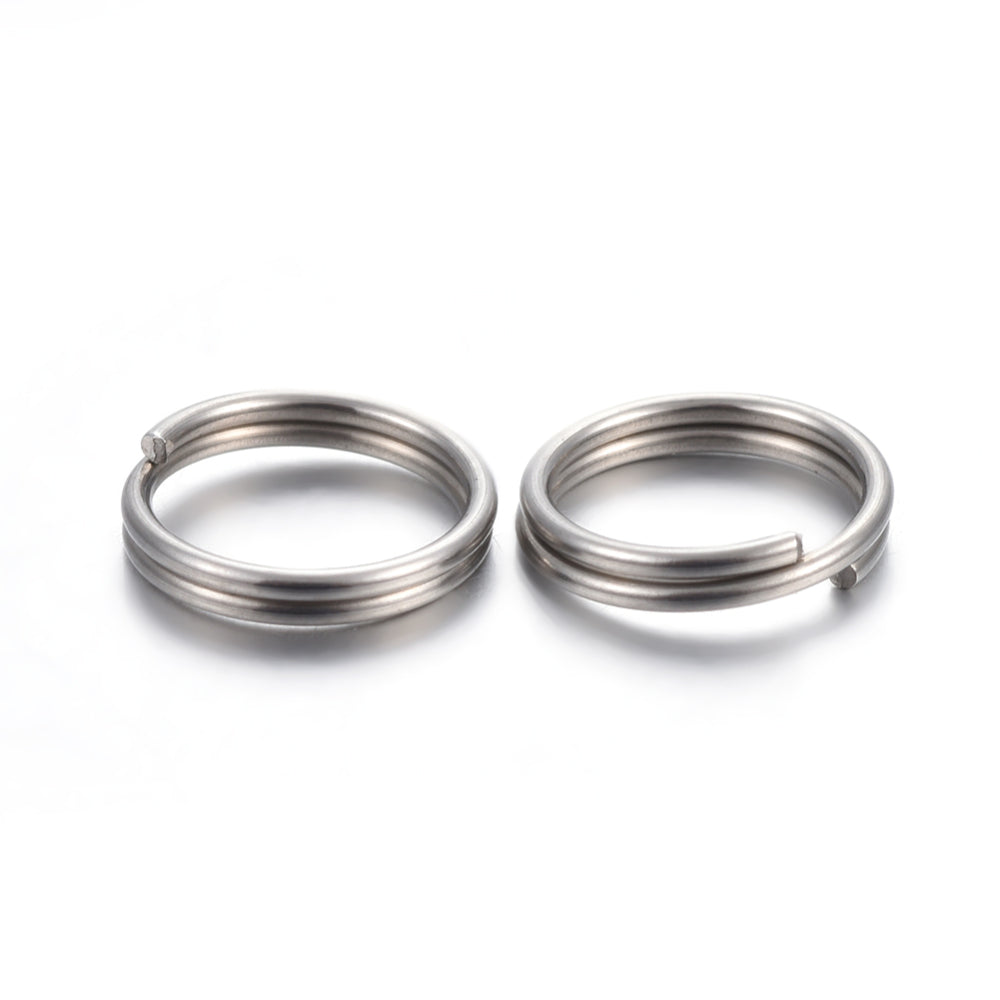 RVS Splitring Dubbele Lus Zilver 12mm - 15 stuks