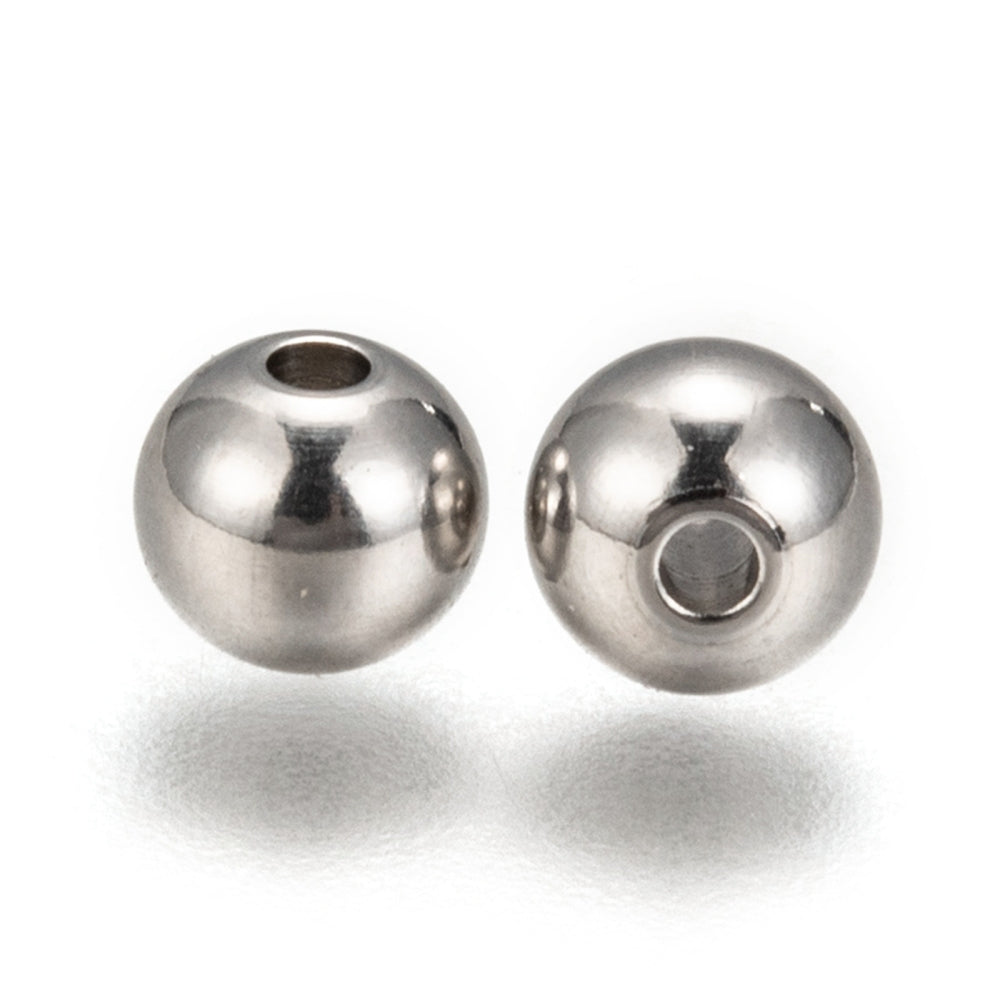 Kralen RVS Rond Zilver 6mm Massief - per 20 stuks