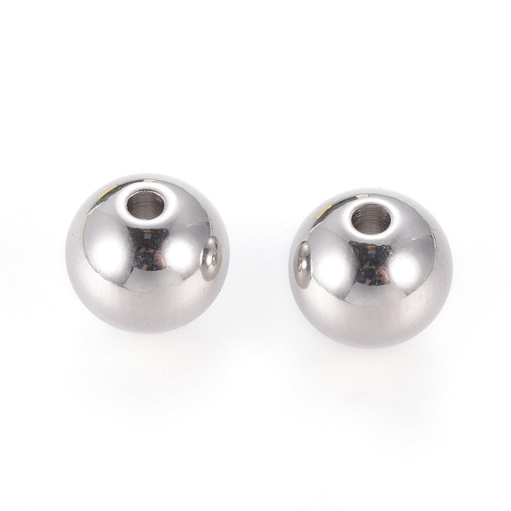 Kralen RVS Rond Zilver 8mm - per 10 stuks