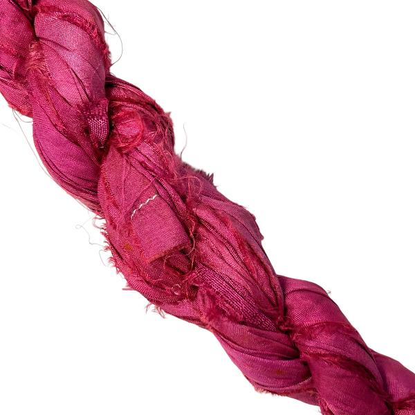 Sari lint plat Donker fuchsia roze - per meter-koord-Kraaltjes van Renate