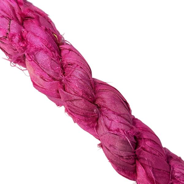 Sari lint plat Fuchsia roze - per meter-koord-Kraaltjes van Renate