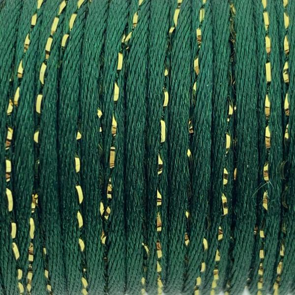 Satijn koord 1,5mm klosje Donker groen Goud - 3,6 meter-Kraaltjes van Renate