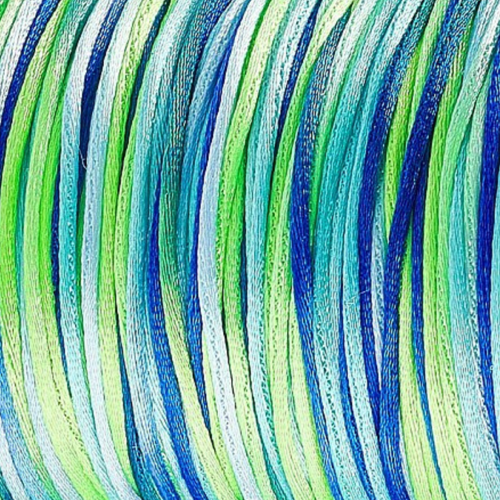 Satijn koord 1mm Blauw / Groen - 4 meter-koord-Kraaltjes van Renate