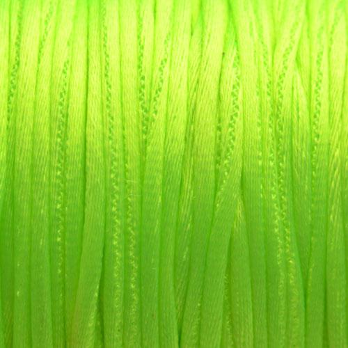 Satijn koord 1mm Fluor groen - 5 meter-Kraaltjes van Renate