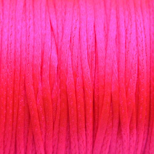 Satijn koord 1mm Fluor roze - 5 meter-Kraaltjes van Renate