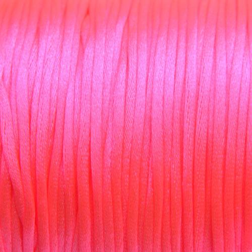 Satijn koord 1mm Licht fluor roze - 5 meter-Kraaltjes van Renate