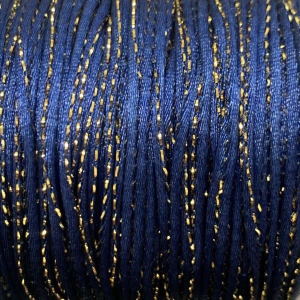 Satijn koord Donkerblauw Goud 1,5mm - 3 meter-Kraaltjes van Renate