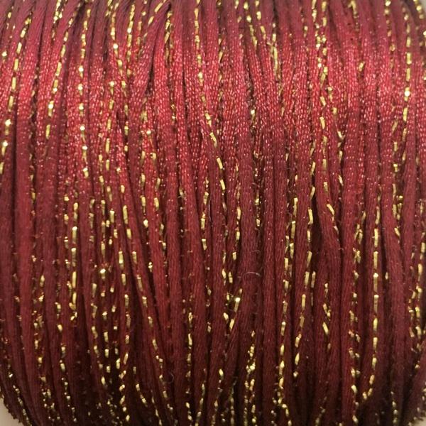 Satijn koord Donkerrood Goud 1,5mm - 3 meter-Kraaltjes van Renate