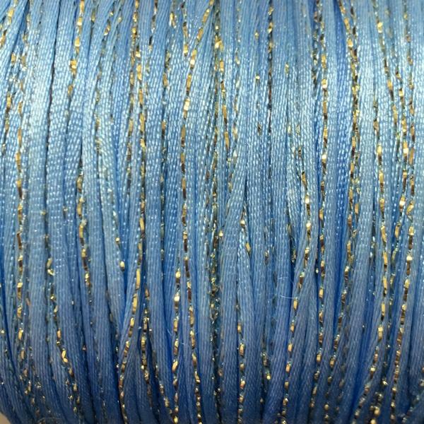 Satijn koord Lichtblauw Goud 1,5mm - 3 meter-Kraaltjes van Renate