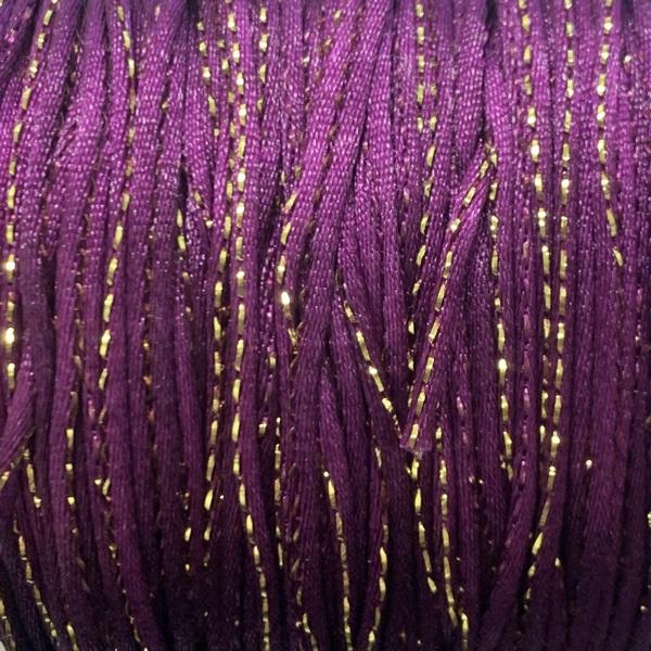 Satijn koord Paars Goud 1,5mm - 3 meter-Kraaltjes van Renate