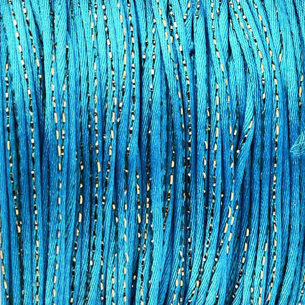 Satijn koord Petrol blauw Goud 1,5mm - 2,5 meter-koord-Kraaltjes van Renate