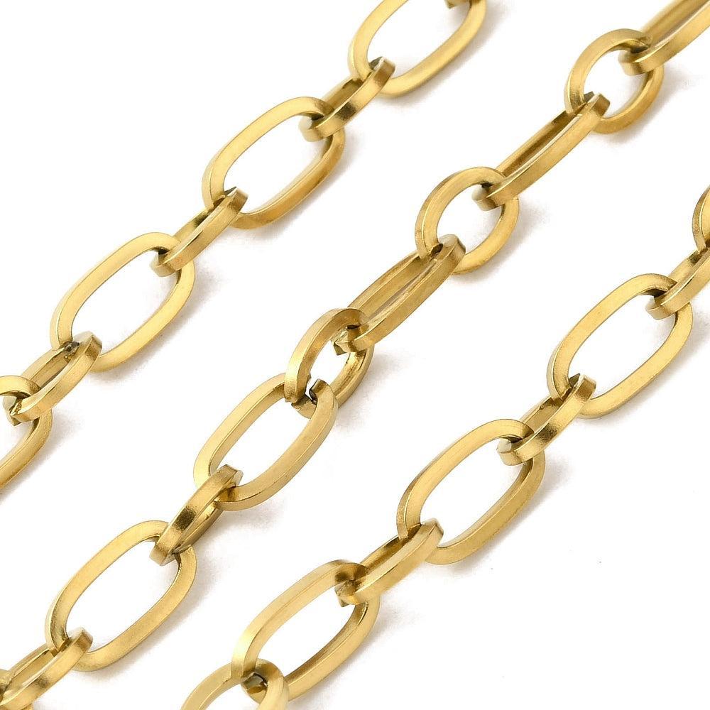 Schakel Ketting Premium RVS Goud 9.5x5mm - per 10 cm-Ketting-Kraaltjes van Renate