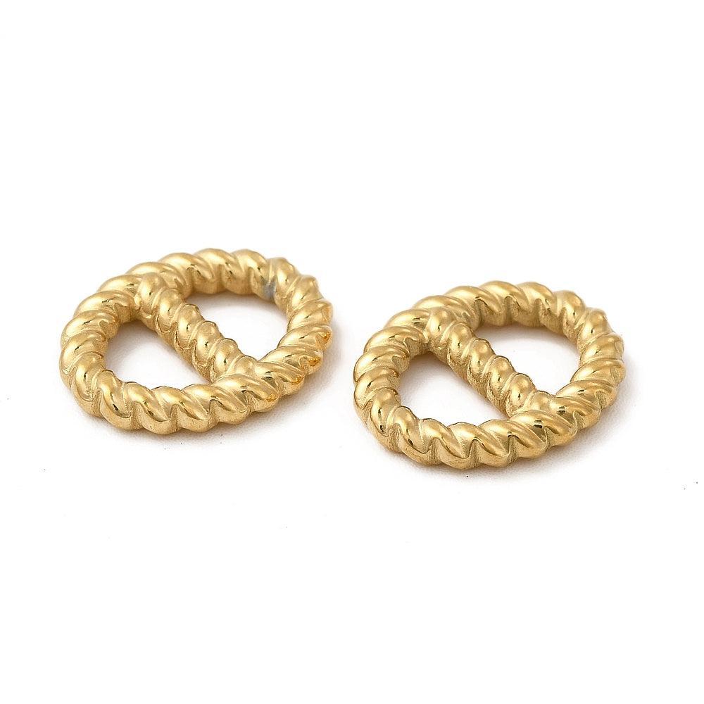 Schakel RVS Ovaal Gedraaid met 14K Goud Plating 16mm – per stuk-bedels-Kraaltjes van Renate