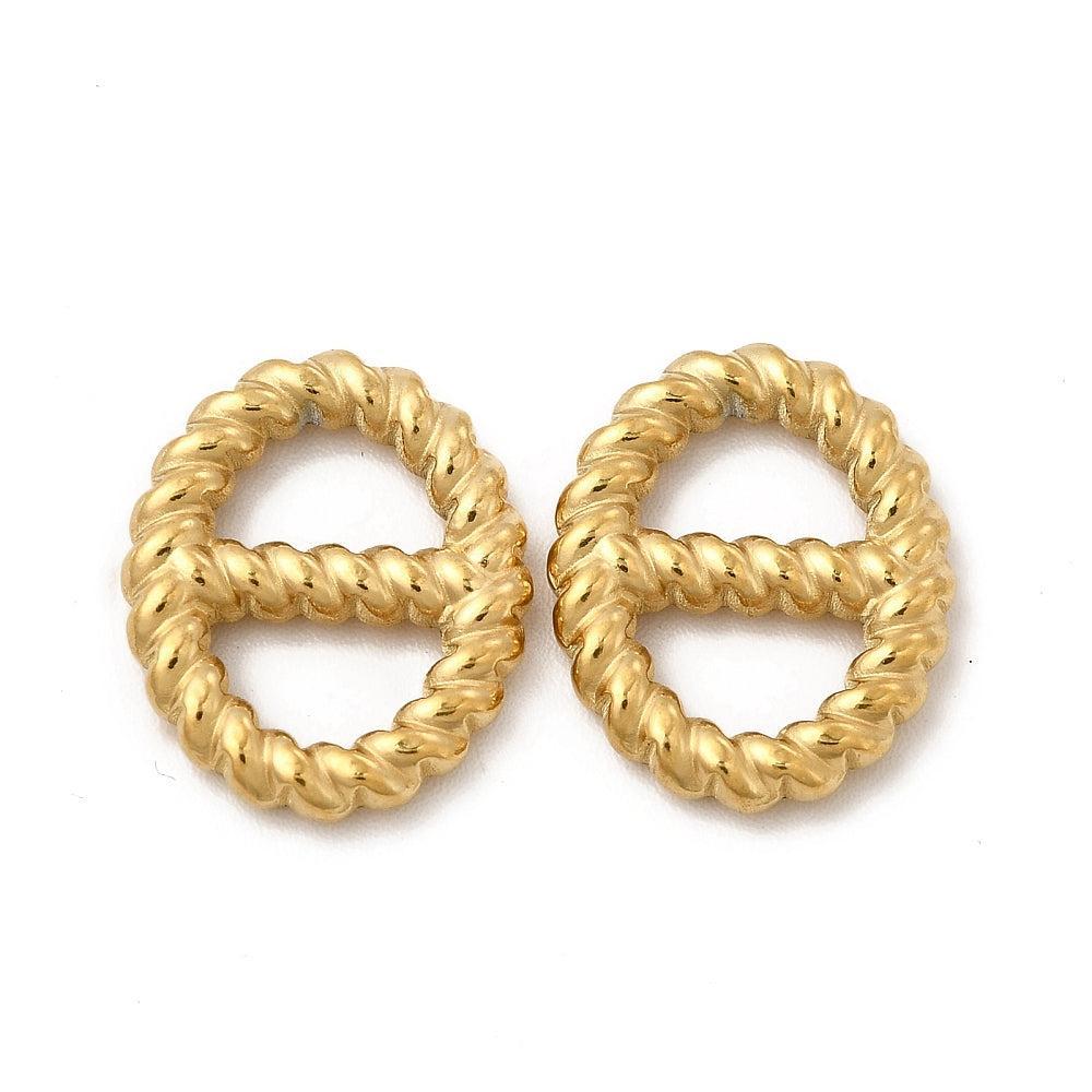 Schakel RVS Ovaal Gedraaid met 14K Goud Plating 16mm – per stuk-bedels-Kraaltjes van Renate