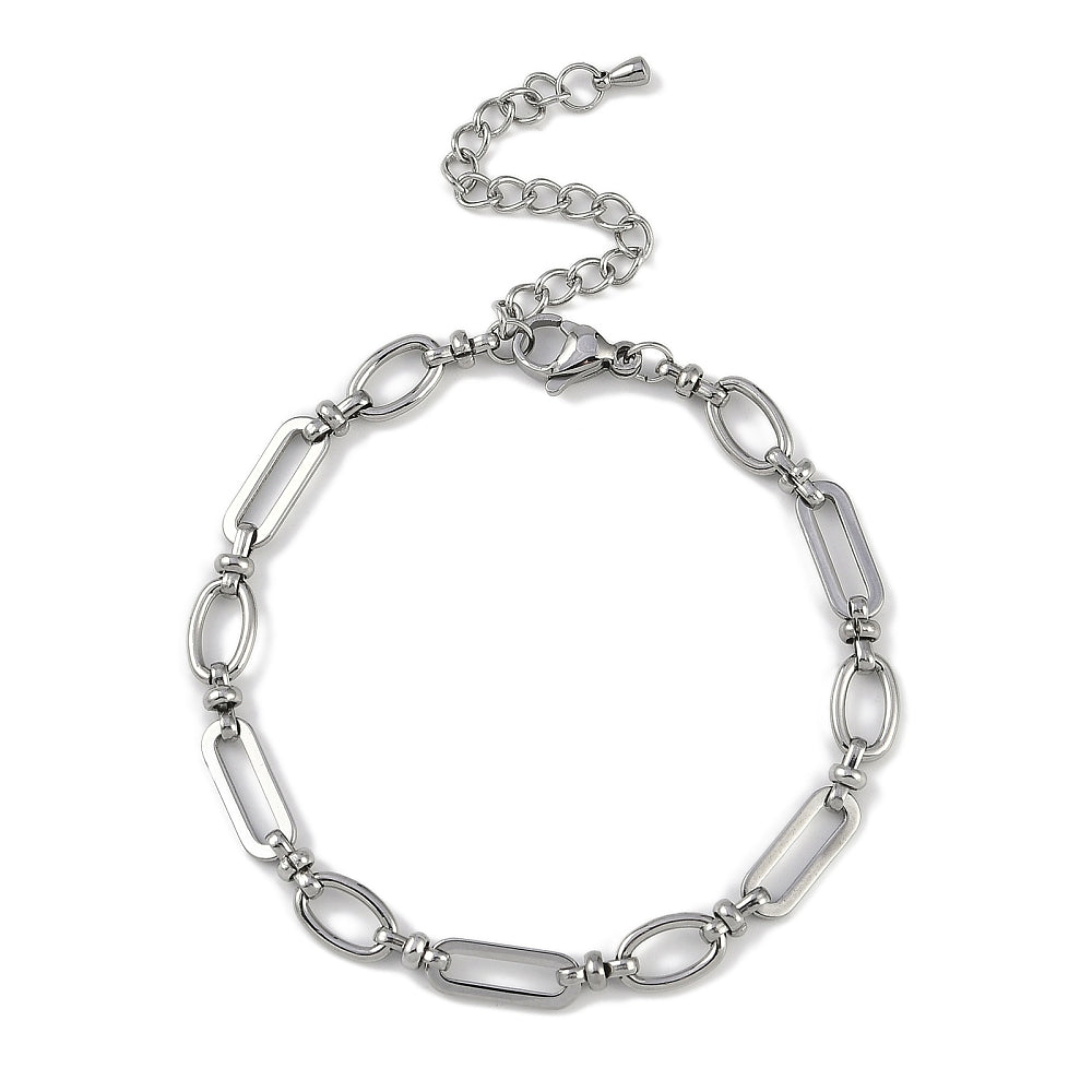 Schakelarmband Stainless Steel ovaal zilver 26cm - per stuk-armband-Kraaltjes van Renate