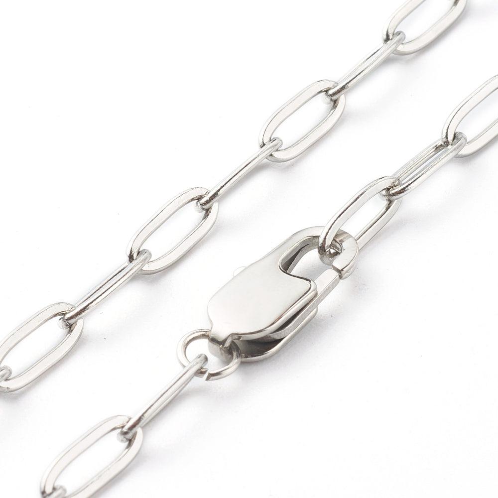 Schakelketting Stainless Steel cable zilver ±45cm-bedels-Kraaltjes van Renate