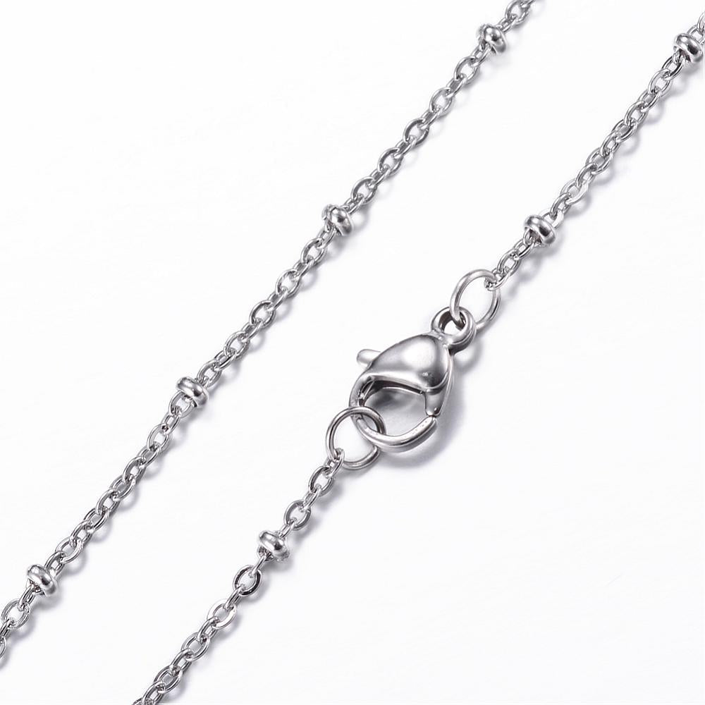 Schakelketting Stainless Steel bolletjes zilver ±45cm-bedels-Kraaltjes van Renate