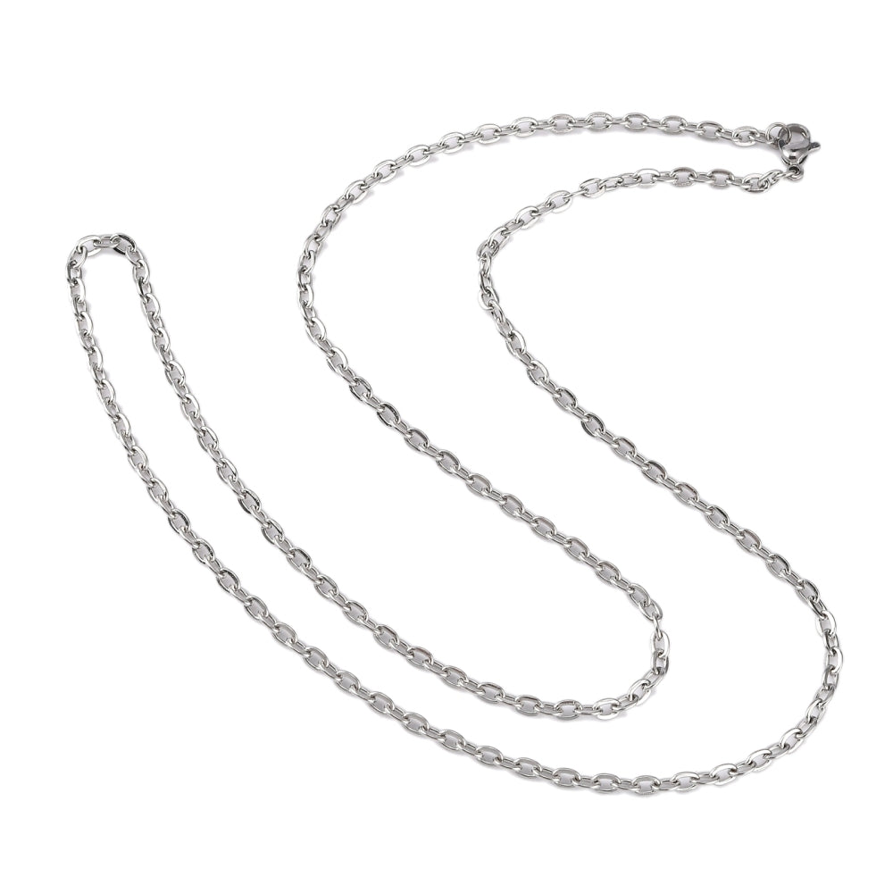 Schakelketting Stainless Steel cable zilver ±60cm-bedels-Kraaltjes van Renate