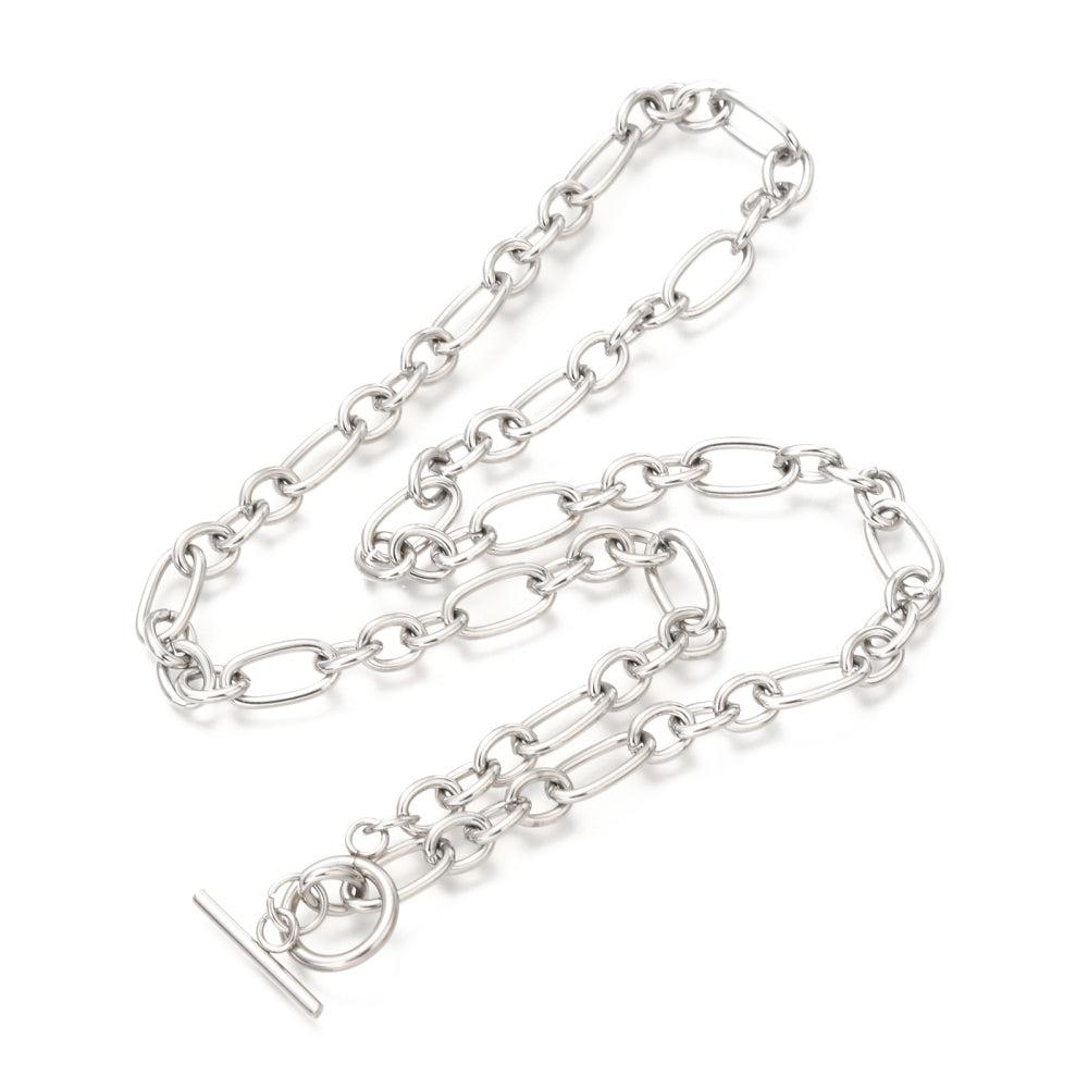 Schakelketting Stainless Steel boeisluiting zilver ±50cm-bedels-Kraaltjes van Renate