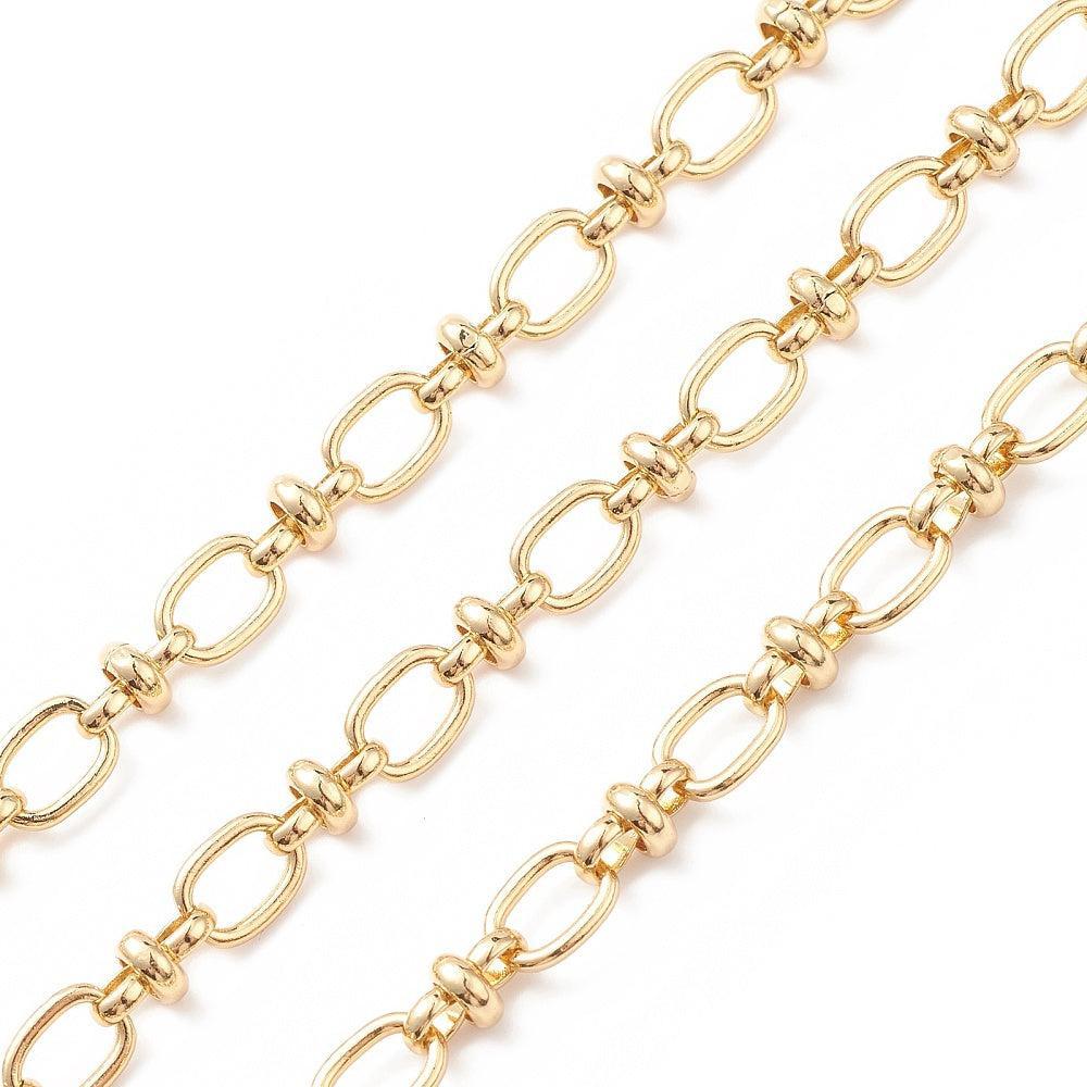 Schakelketting Brass Goud Ovaal met Knoop 18K - per 10cm-Kraaltjes van Renate