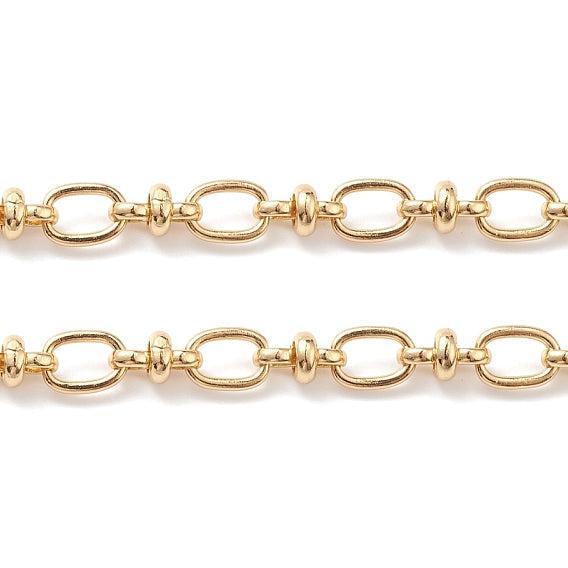 Schakelketting Brass Goud Ovaal met Knoop 18K - per 10cm-Kraaltjes van Renate
