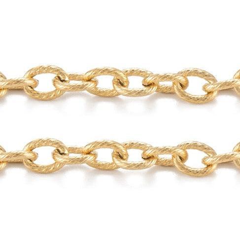Schakelketting Cable Patroon 8x6mm Premium RVS Goud - per 10cm-Ketting-Kraaltjes van Renate