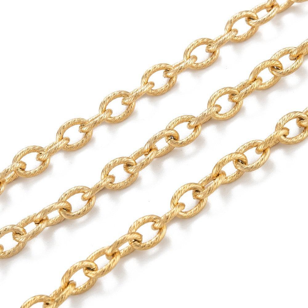 Schakelketting Cable Patroon 8x6mm Premium RVS Goud - per 10cm-Ketting-Kraaltjes van Renate