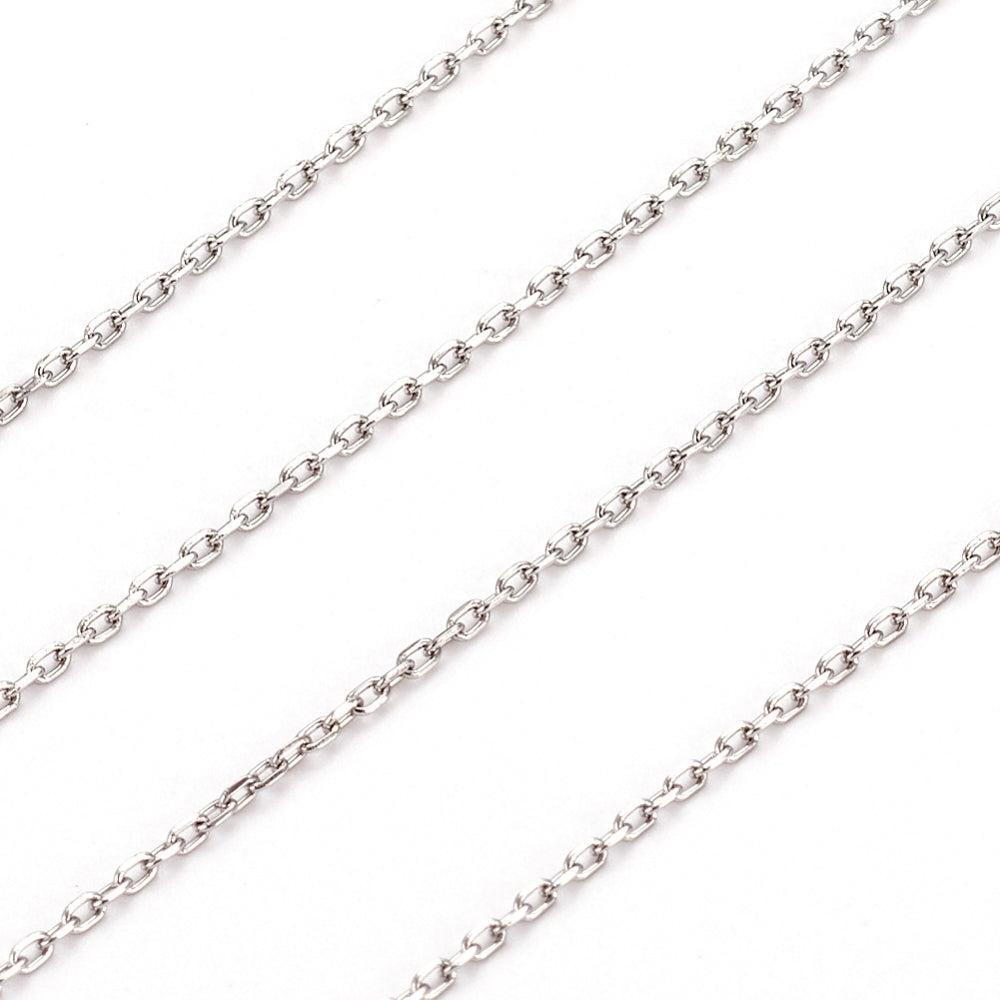 Schakelketting Cable RVS Staalkleur 1.5x0.9mm - per 10cm-Ketting-Kraaltjes van Renate
