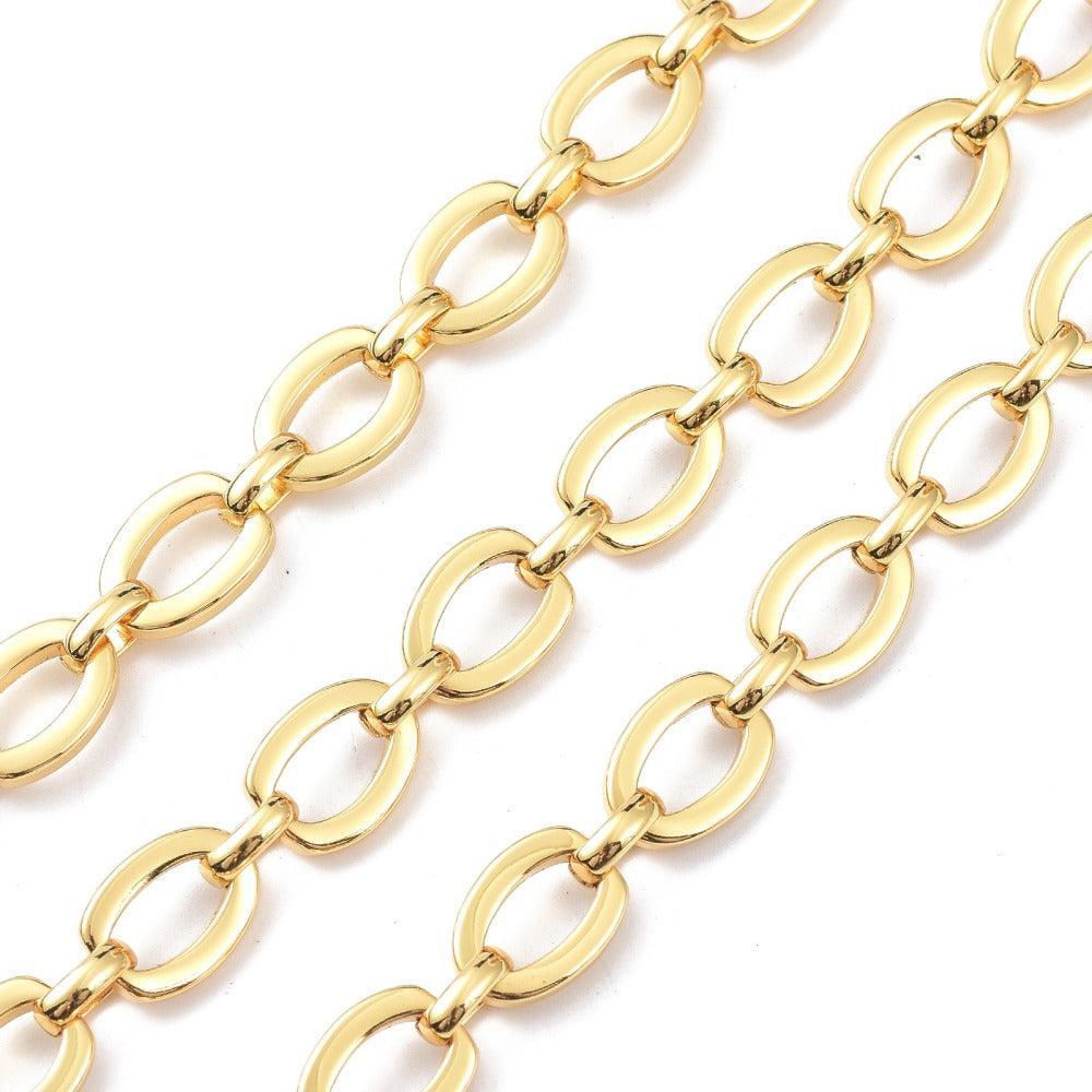 Dubbel Schakelketting Goud 12x8.5x2mm - per 10cm-Ketting-Kraaltjes van Renate